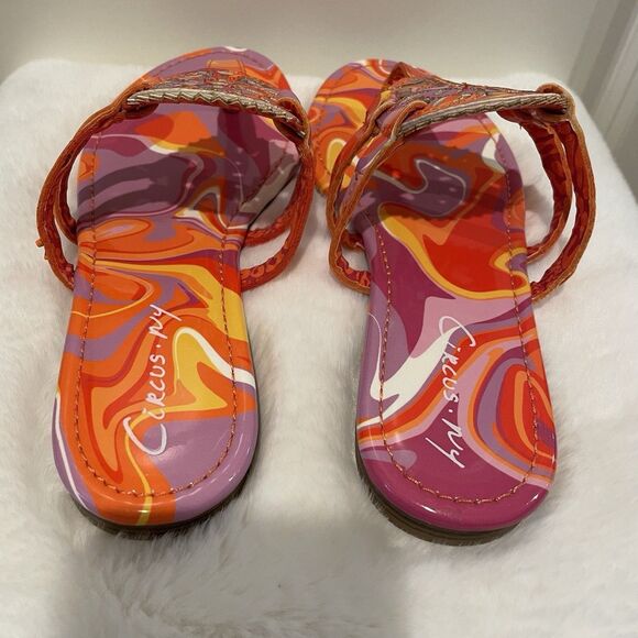 Women Shoes Sandals Size 6 1/2 Circus NY Sam Edelman OrangeMedallion Tie Dye NEW - Picture 5 of 12